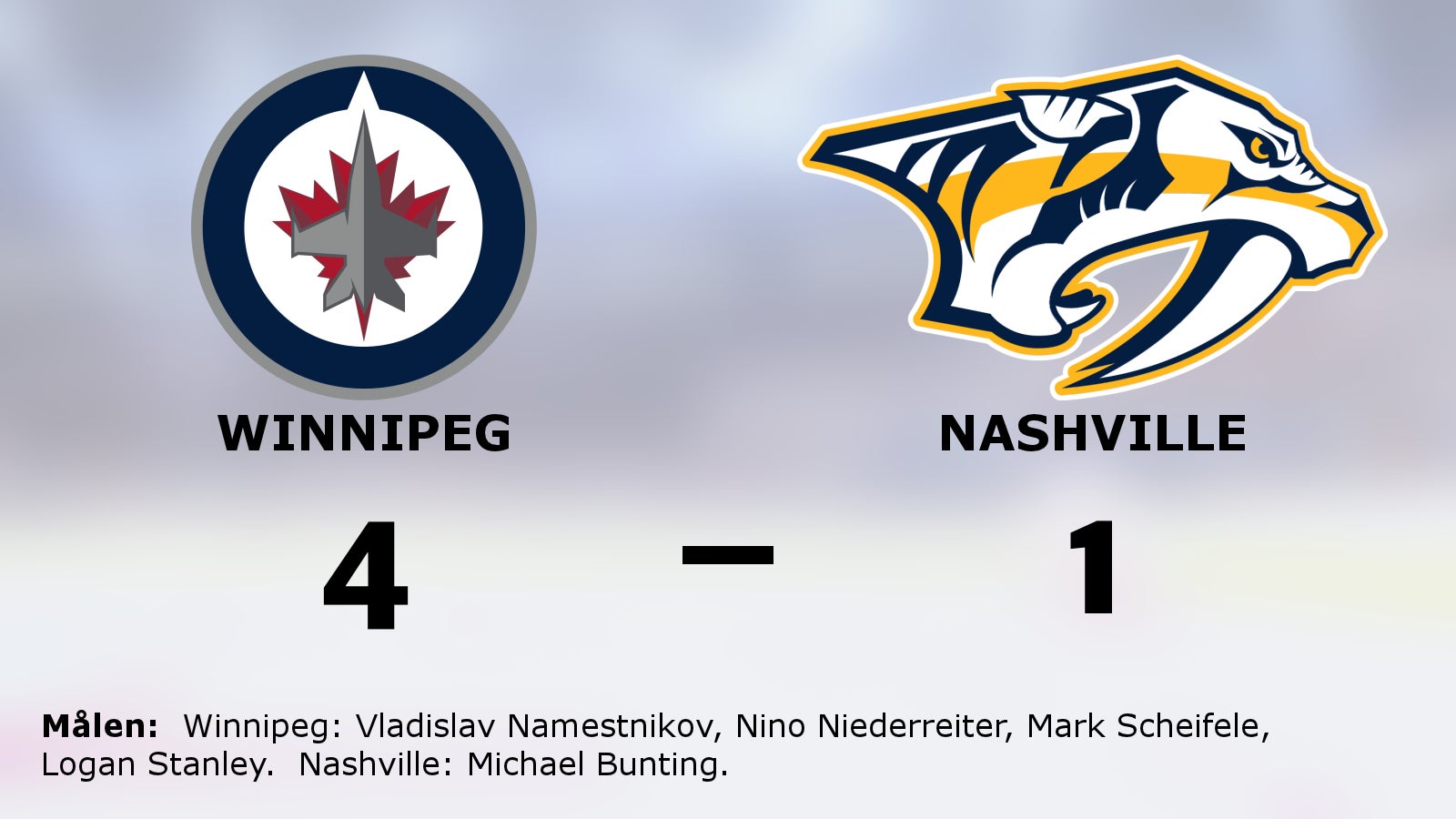 Winnipeg fortsätter vinna – 4–1 mot Nashville