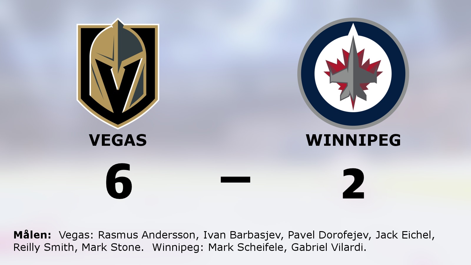 Vegas vann mot Winnipeg i NHL