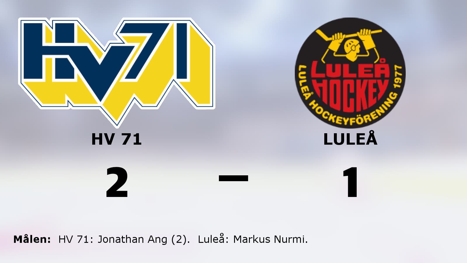 HV 71 besegrade Luleå med knapp marginal