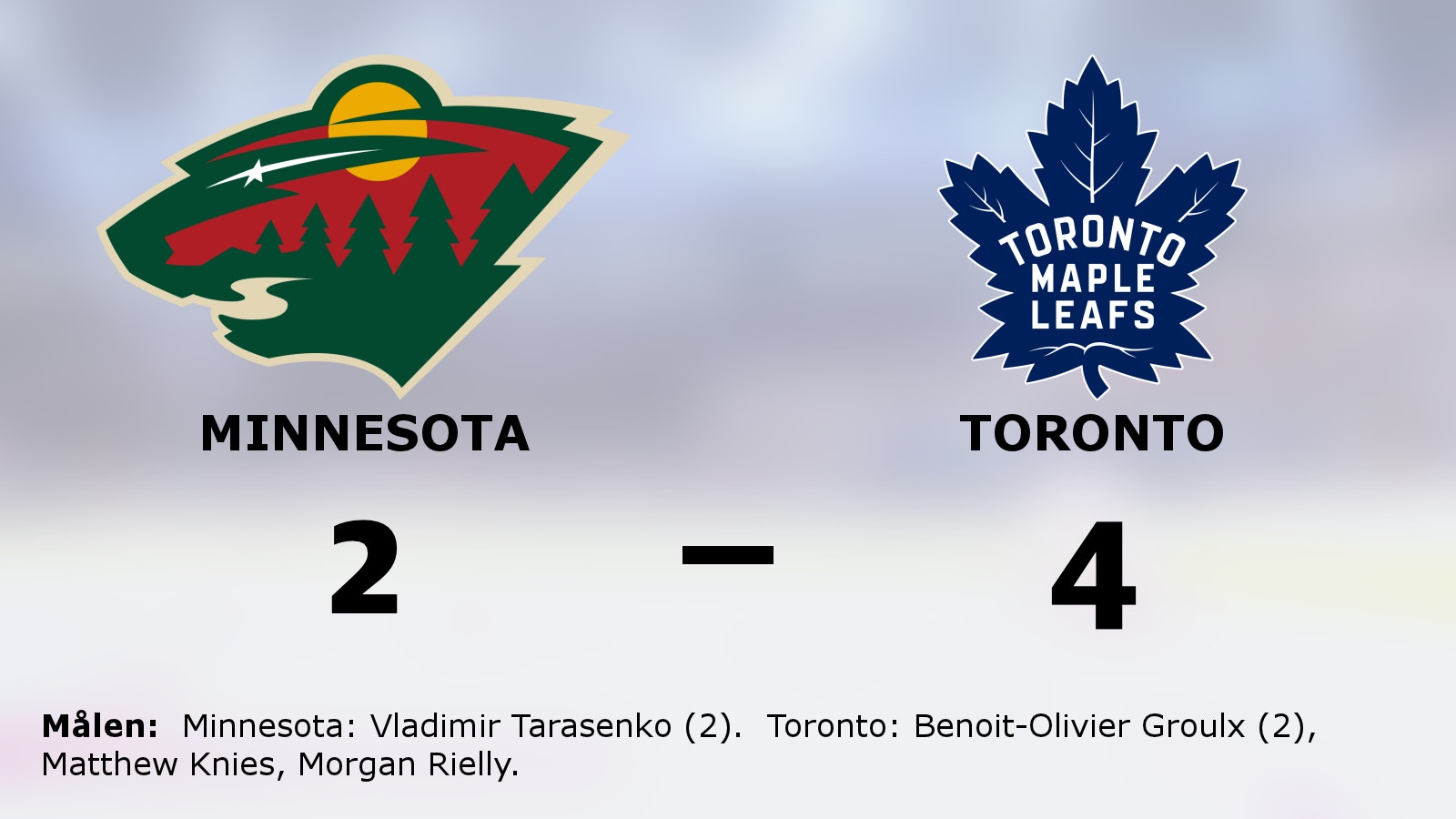 Groulx dubbel bakom Torontos seger mot Minnesota