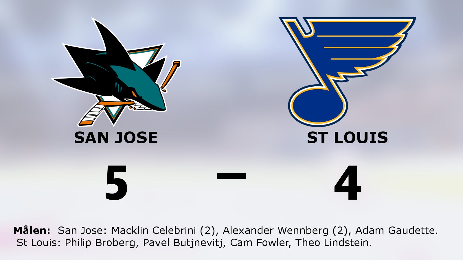 San Jose vann med 5–4 hemma mot St Louis
