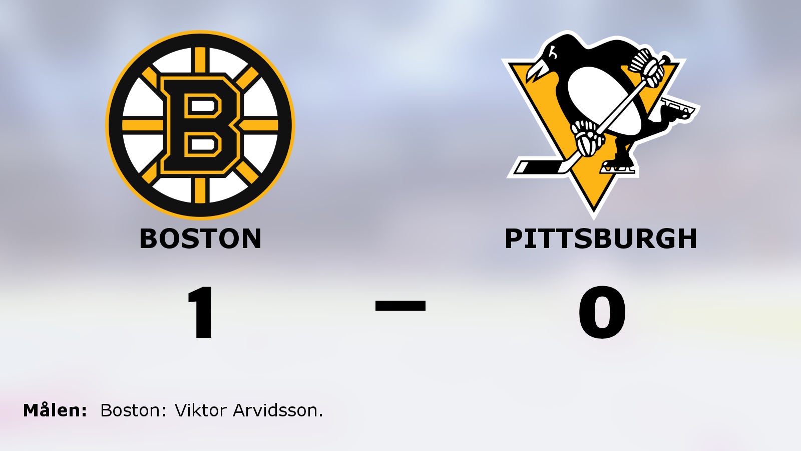1–0-seger för Boston mot Pittsburgh – Viktor Arvidsson matchhjälte
