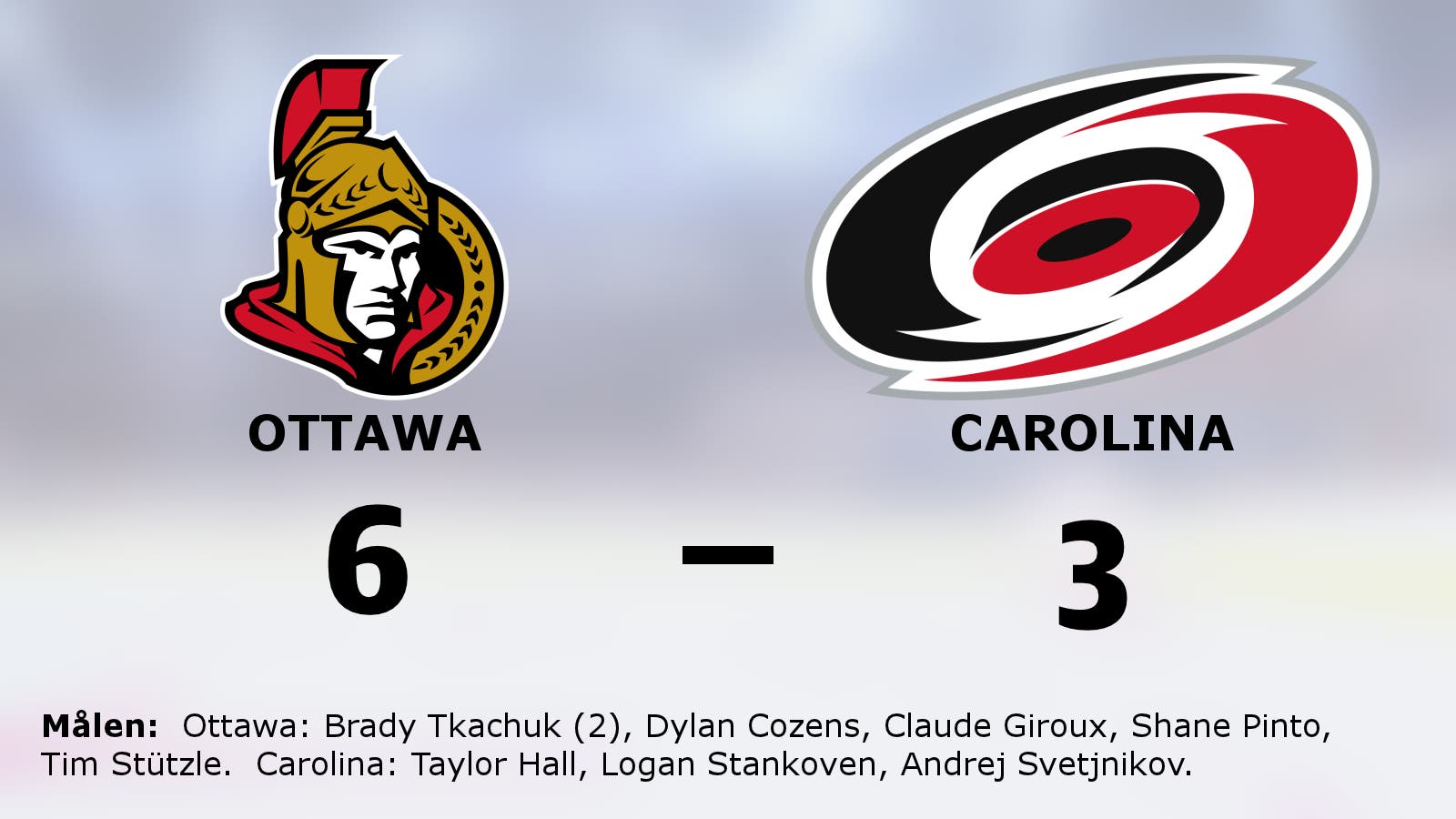 Brady Tkachuk i målform när Ottawa vann mot Carolina