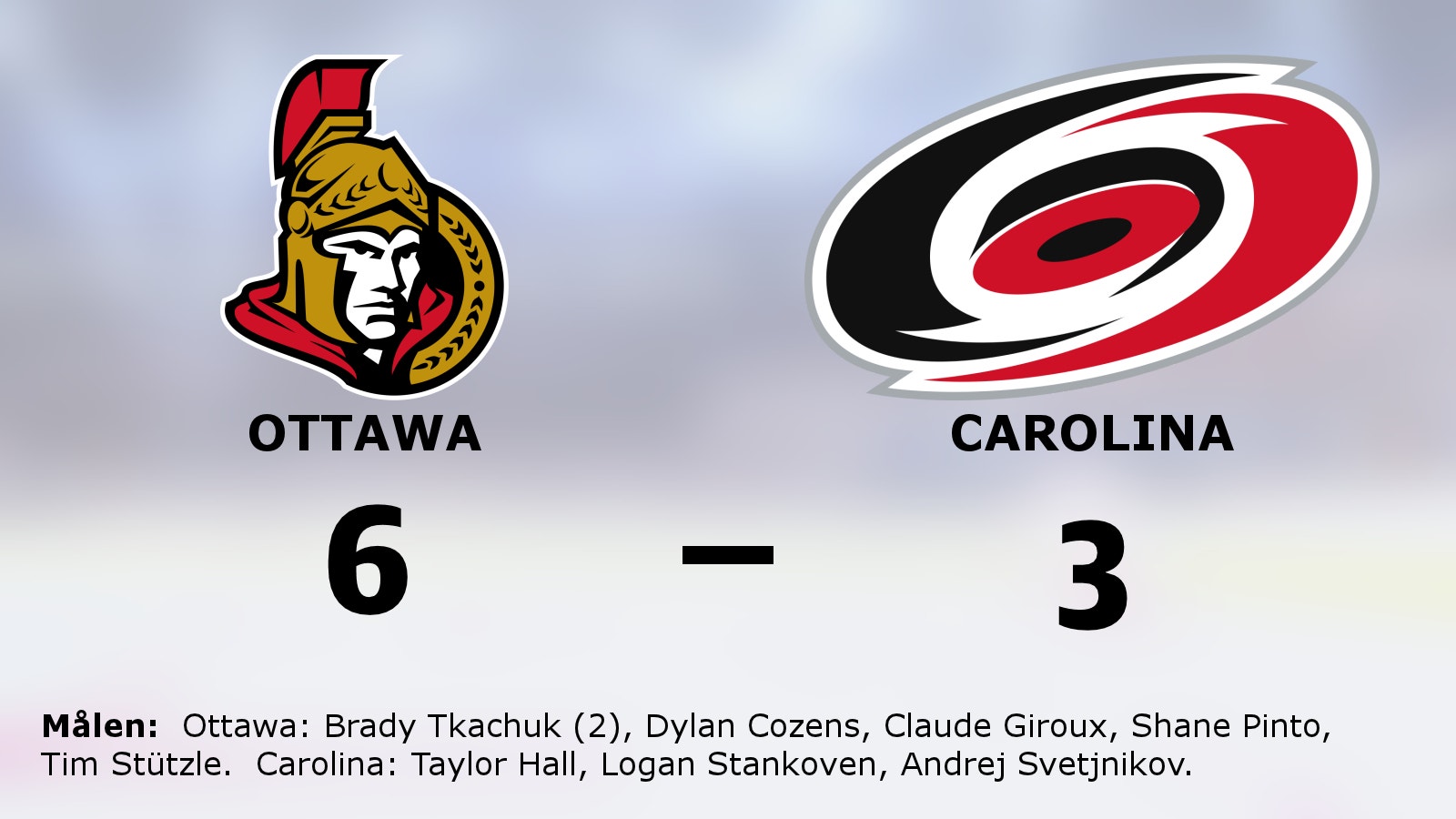Brady Tkachuk i målform när Ottawa vann mot Carolina