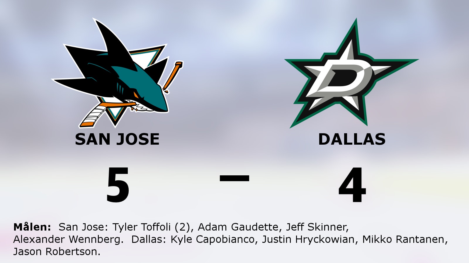 San Jose vände tvåmålsunderläge hemma mot Dallas