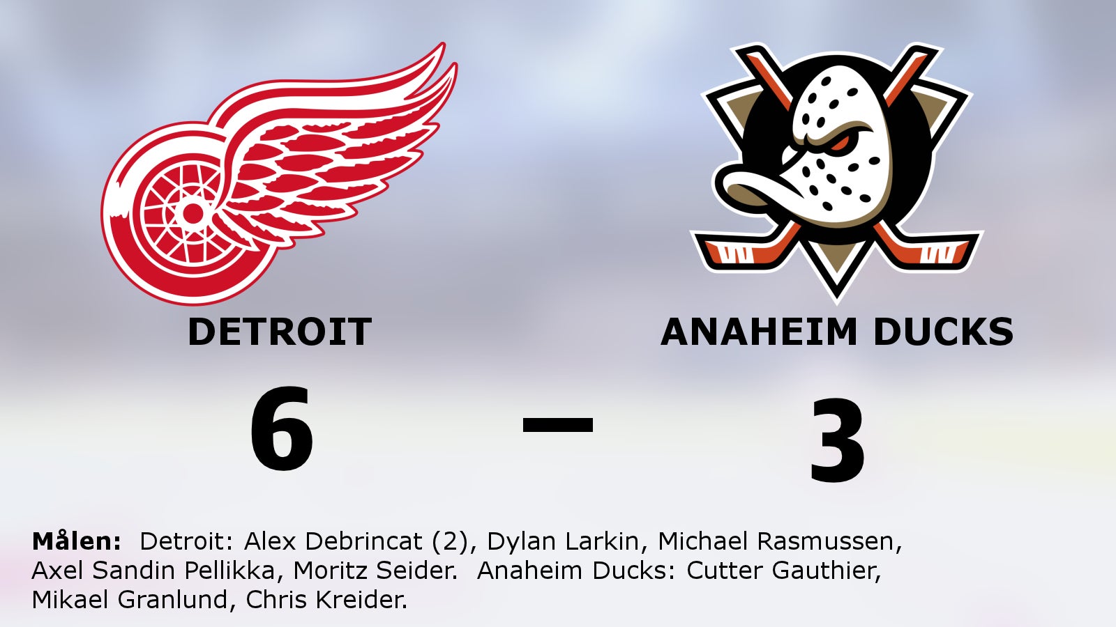 Alex Debrincat i målform när Detroit vann mot Anaheim Ducks