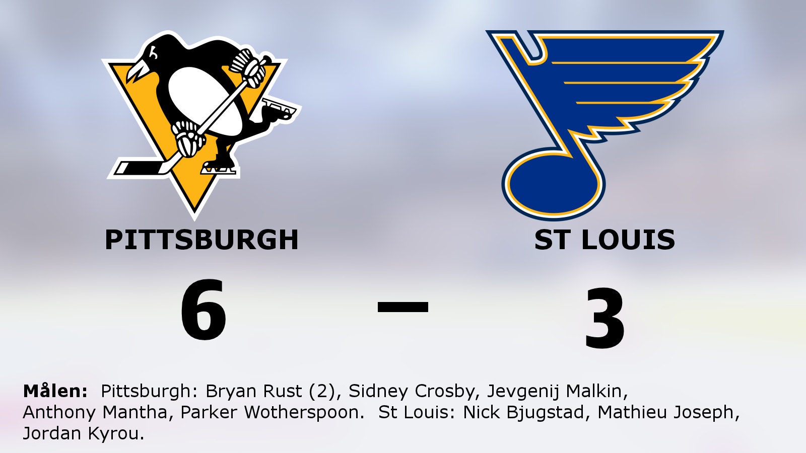 Bryan Rust i form när Pittsburgh vann mot St Louis