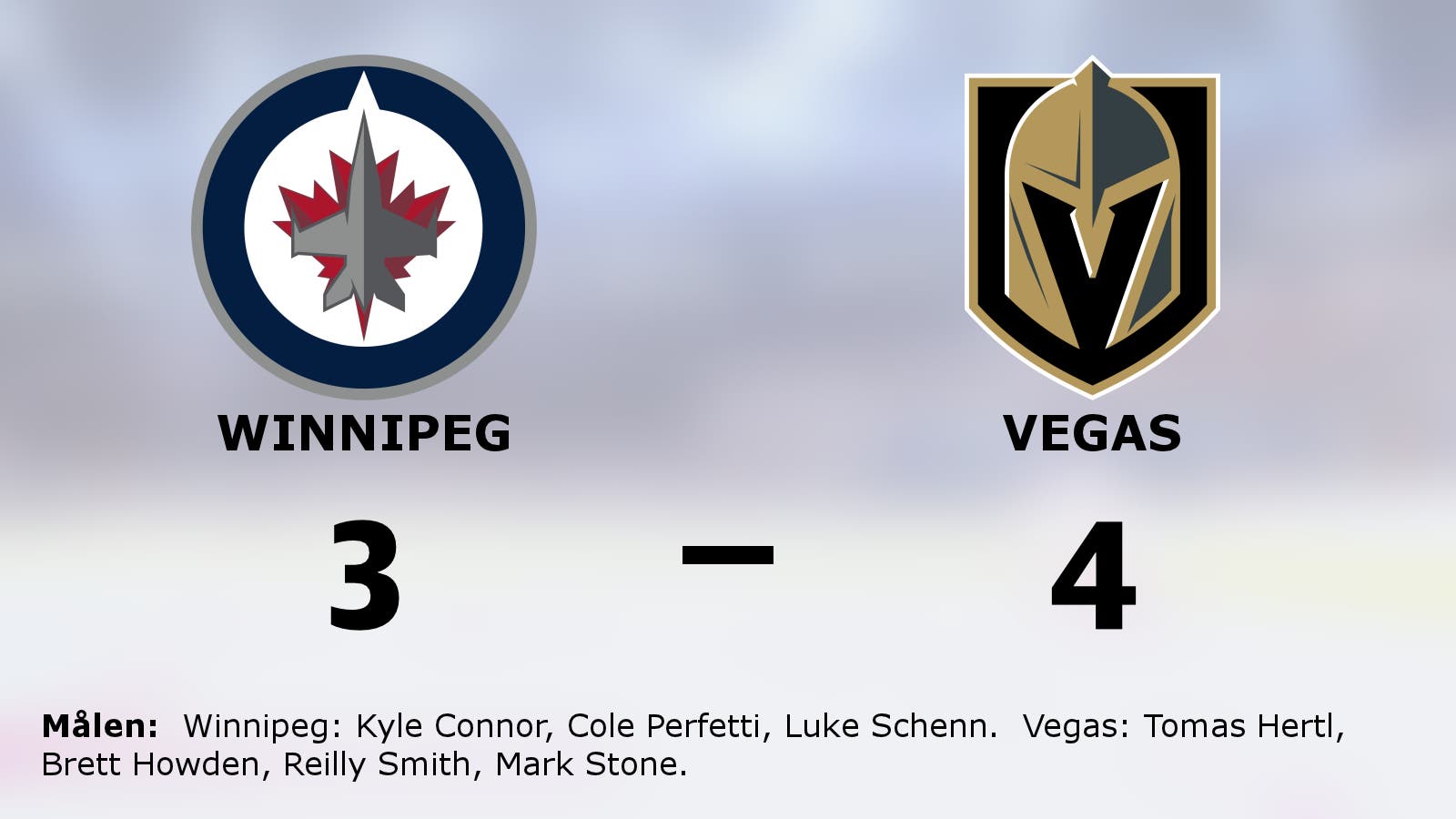 Vegas bröt förlustsviten – vann mot Winnipeg