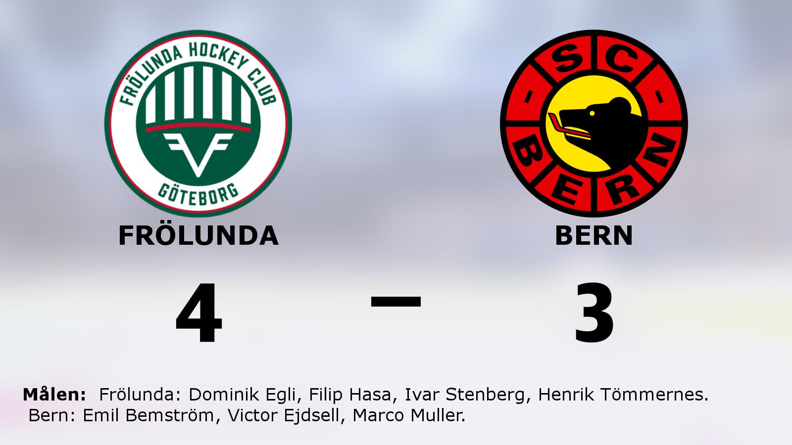 Seger för Frölunda mot Bern