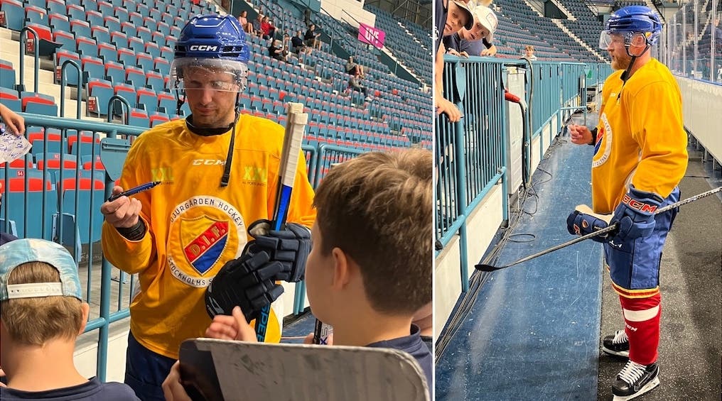 Marcus Krüger Linus Klasen skriver autografer