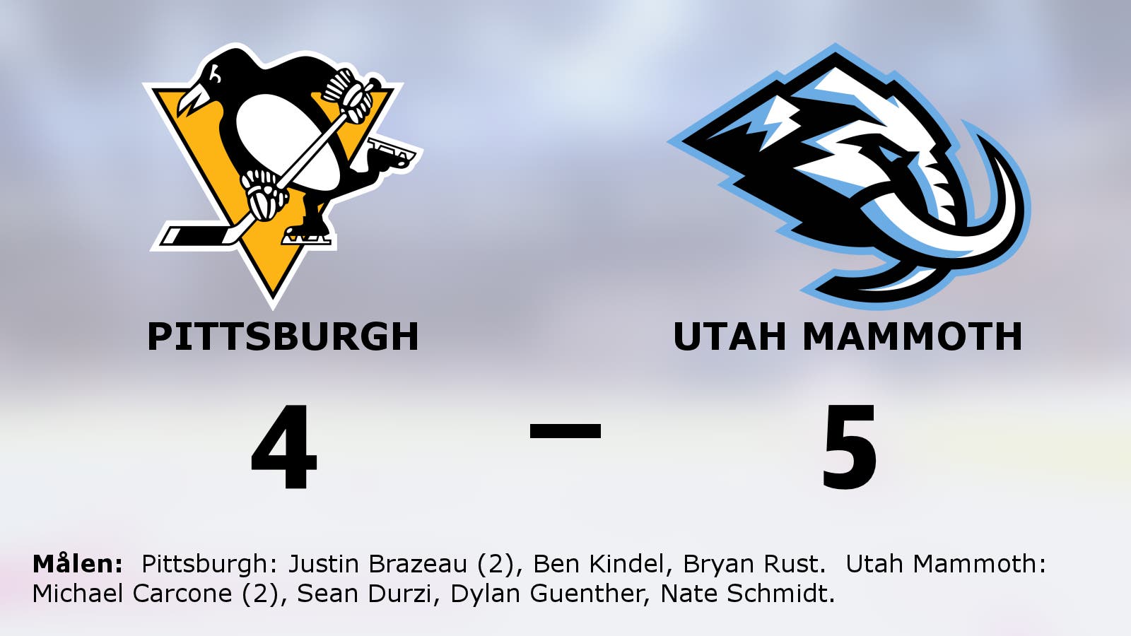 Utah Mammoth vann i förlängningen mot Pittsburgh