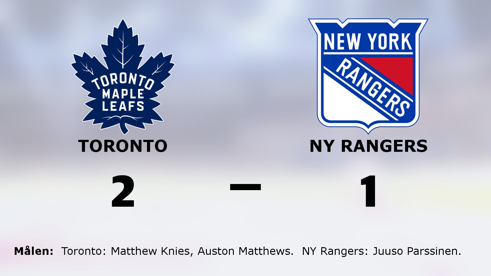 Toronto avgjorde i förlängningen mot NY Rangers