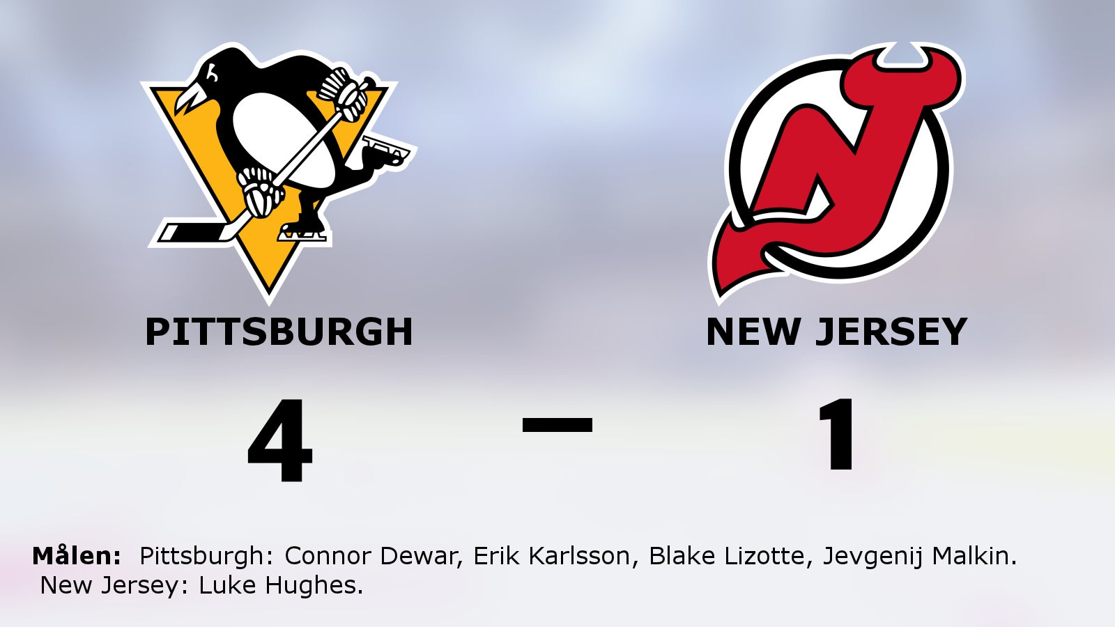 Pittsburghs segerrad fortsätter efter 4–1 mot New Jersey