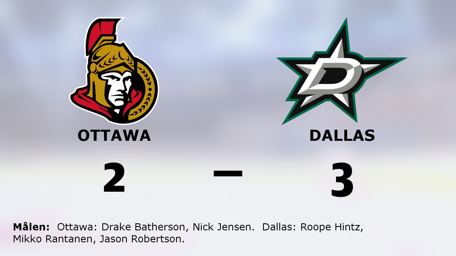 Dallas segrade i toppmötet mot Ottawa
