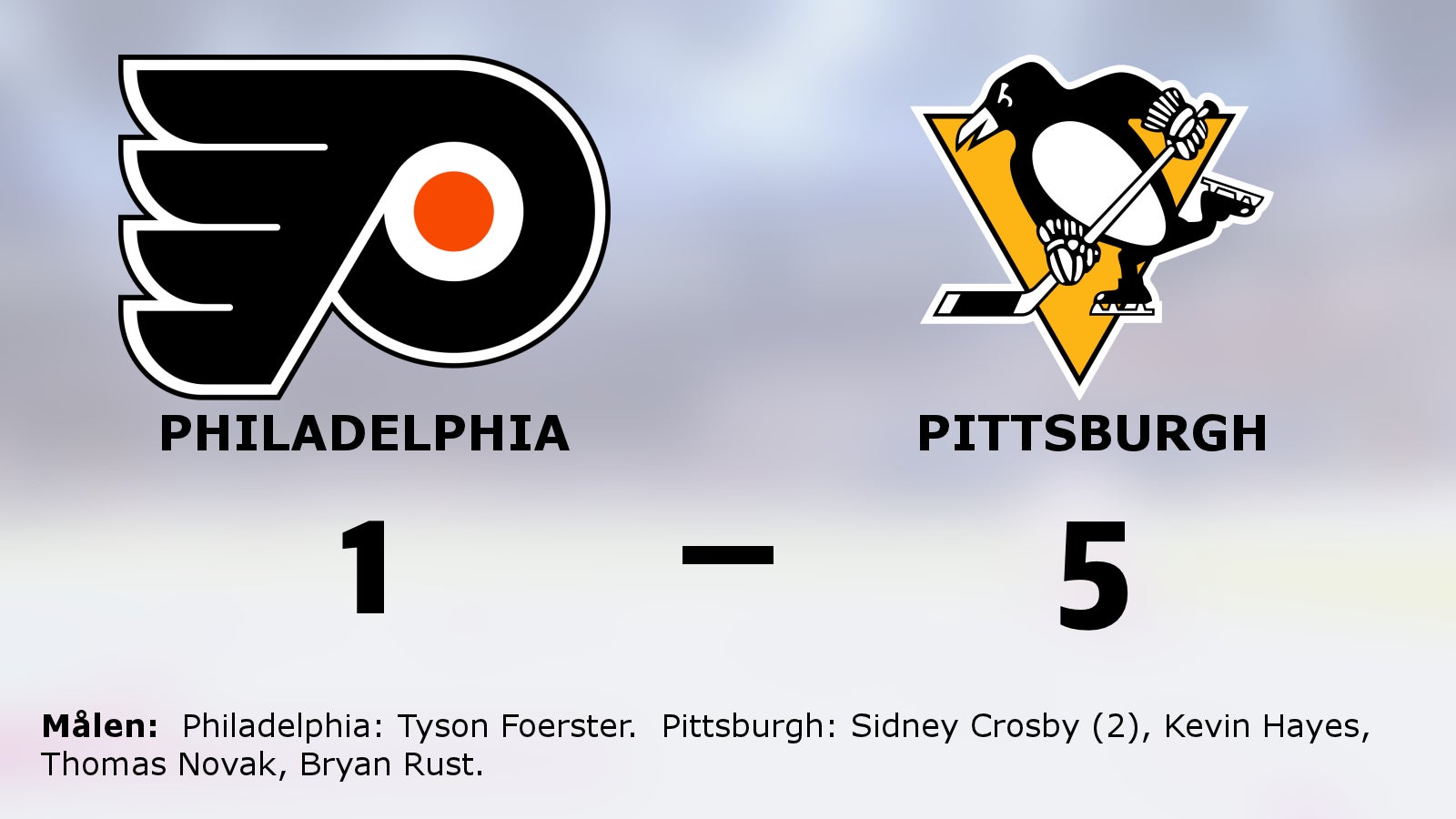 Sidney Crosby het när Pittsburgh besegrade Philadelphia
