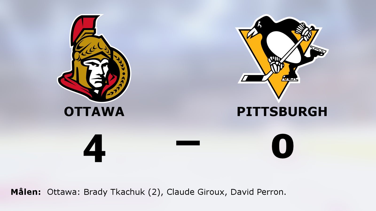 Ottawa höll nollan och tog stark seger mot Pittsburgh