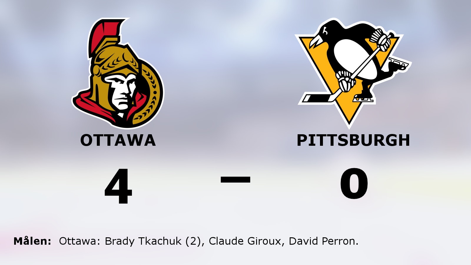 Ottawa höll nollan och tog stark seger mot Pittsburgh
