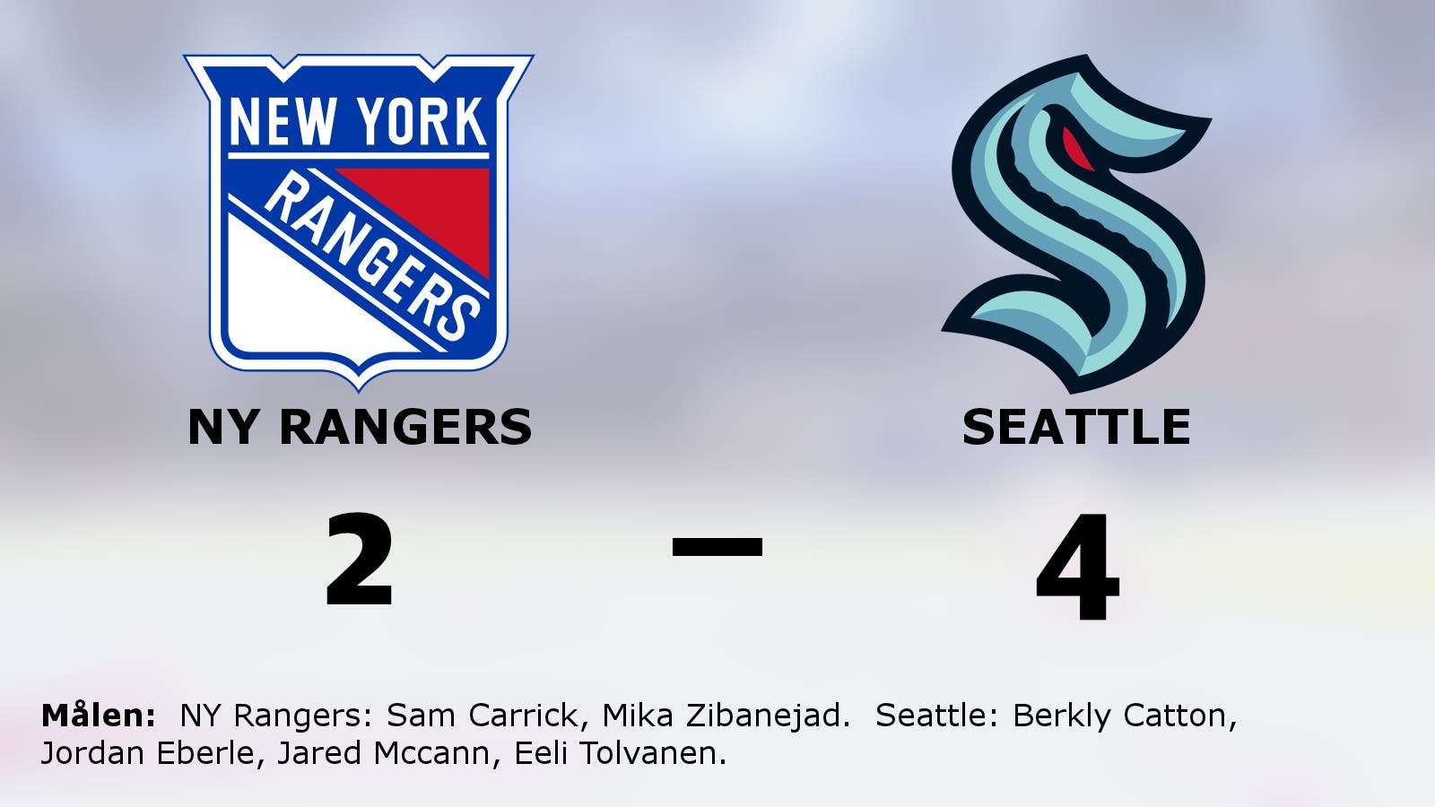 Seattle avgjorde i tredje perioden i segern mot NY Rangers