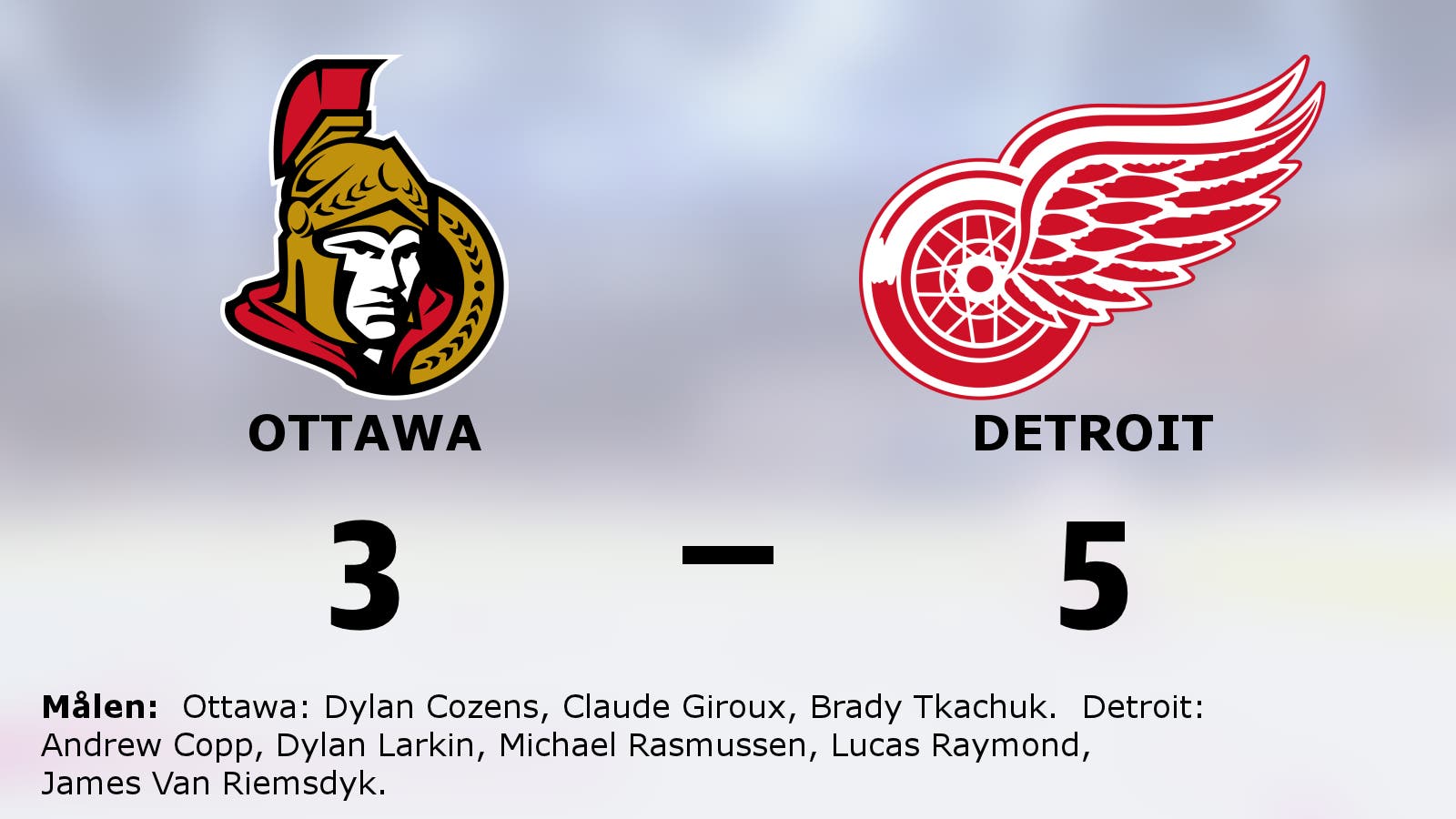 Detroit vann efter stark första period mot Ottawa