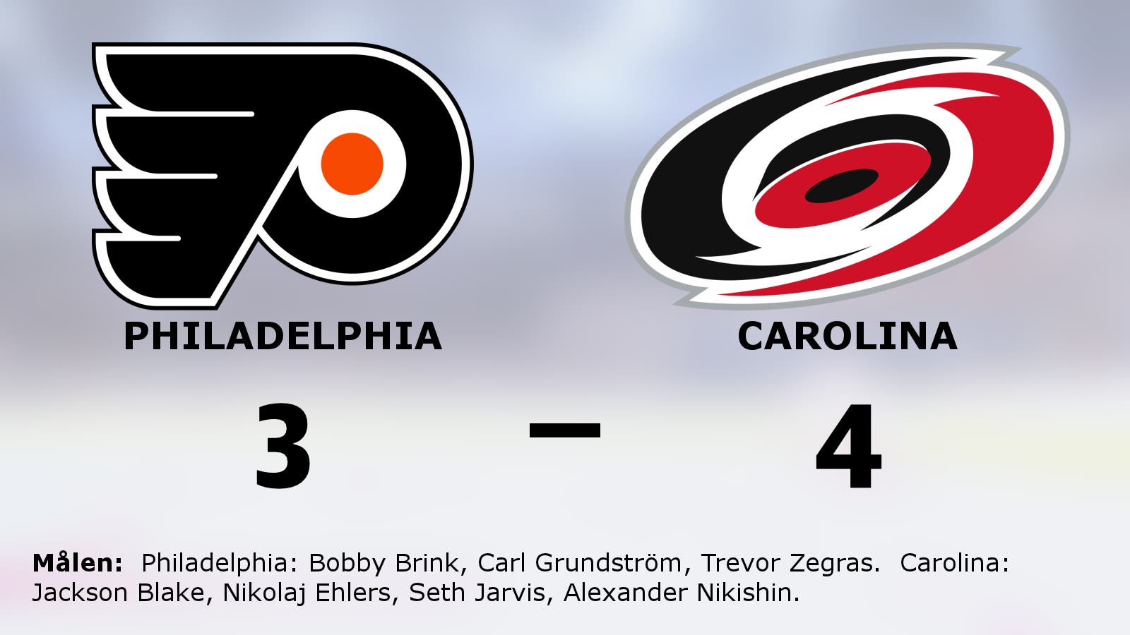 Carolina ny etta i Metropolitan division efter 4–3 mot Philadelphia