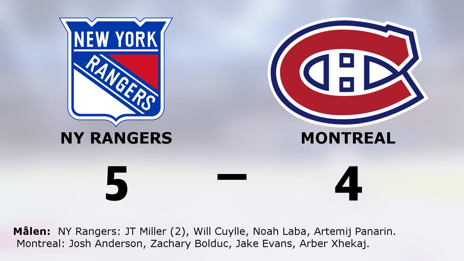 NY Rangers vann i förlängningen mot Montreal