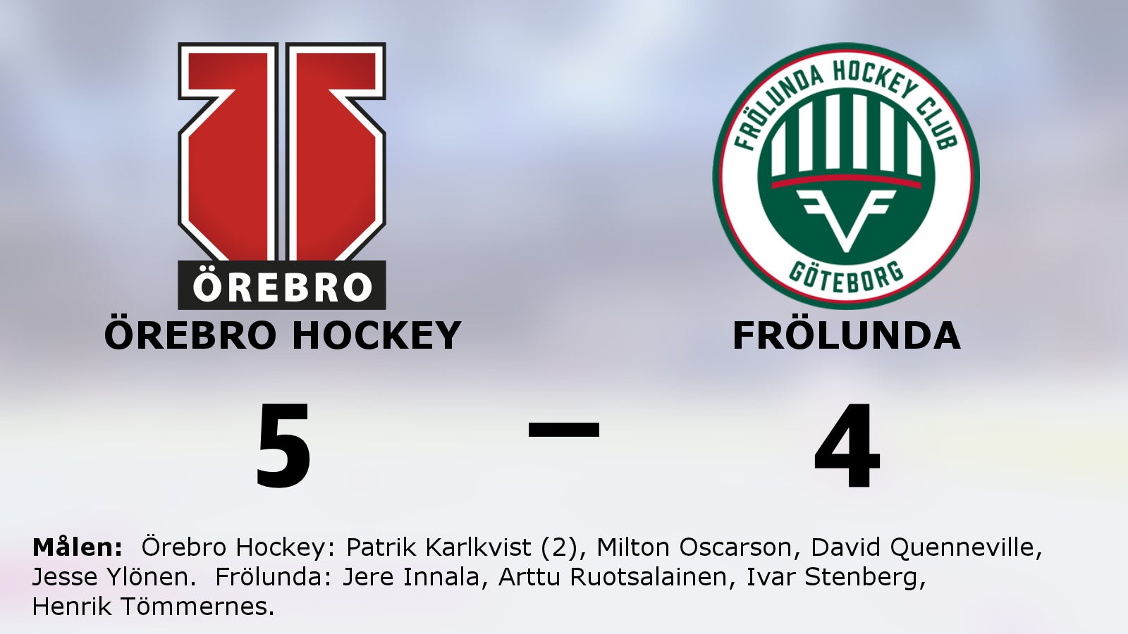 Efter förlustraden: Seger igen för Örebro Hockey – 5–4 mot Frölunda