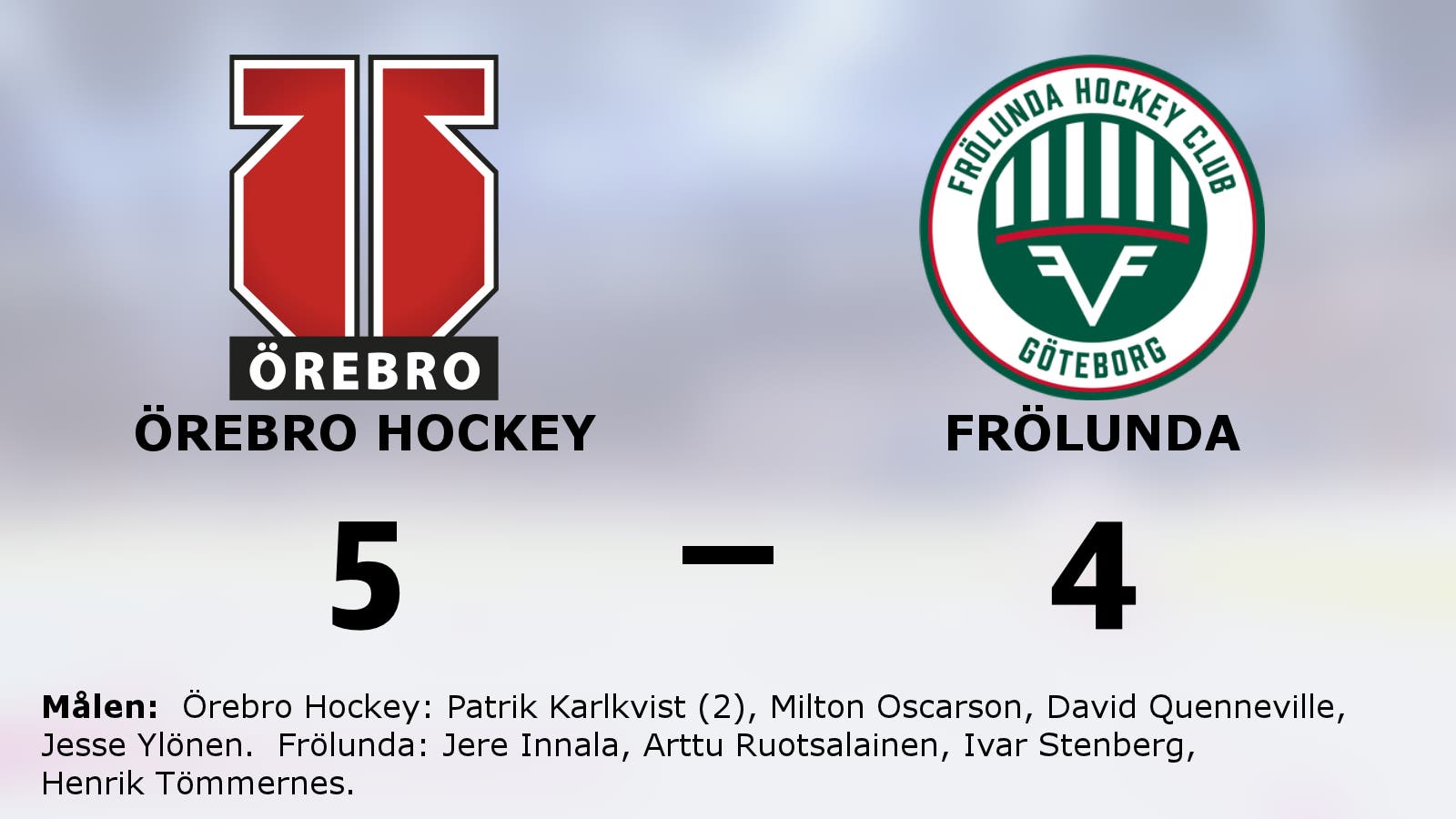 Efter förlustraden: Seger igen för Örebro Hockey – 5–4 mot Frölunda