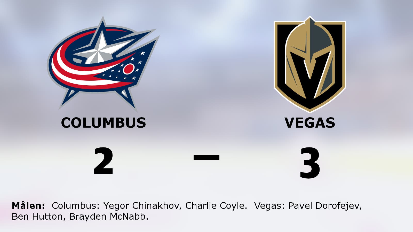 Vegas besegrade Columbus och toppar nu Pacific division