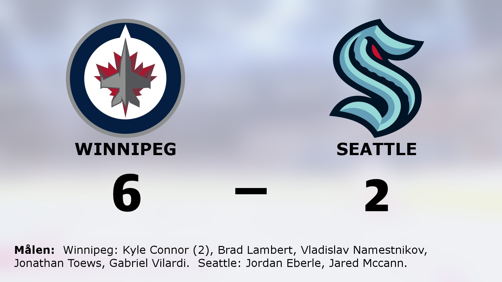 Kyle Connor i målform när Winnipeg vann mot Seattle