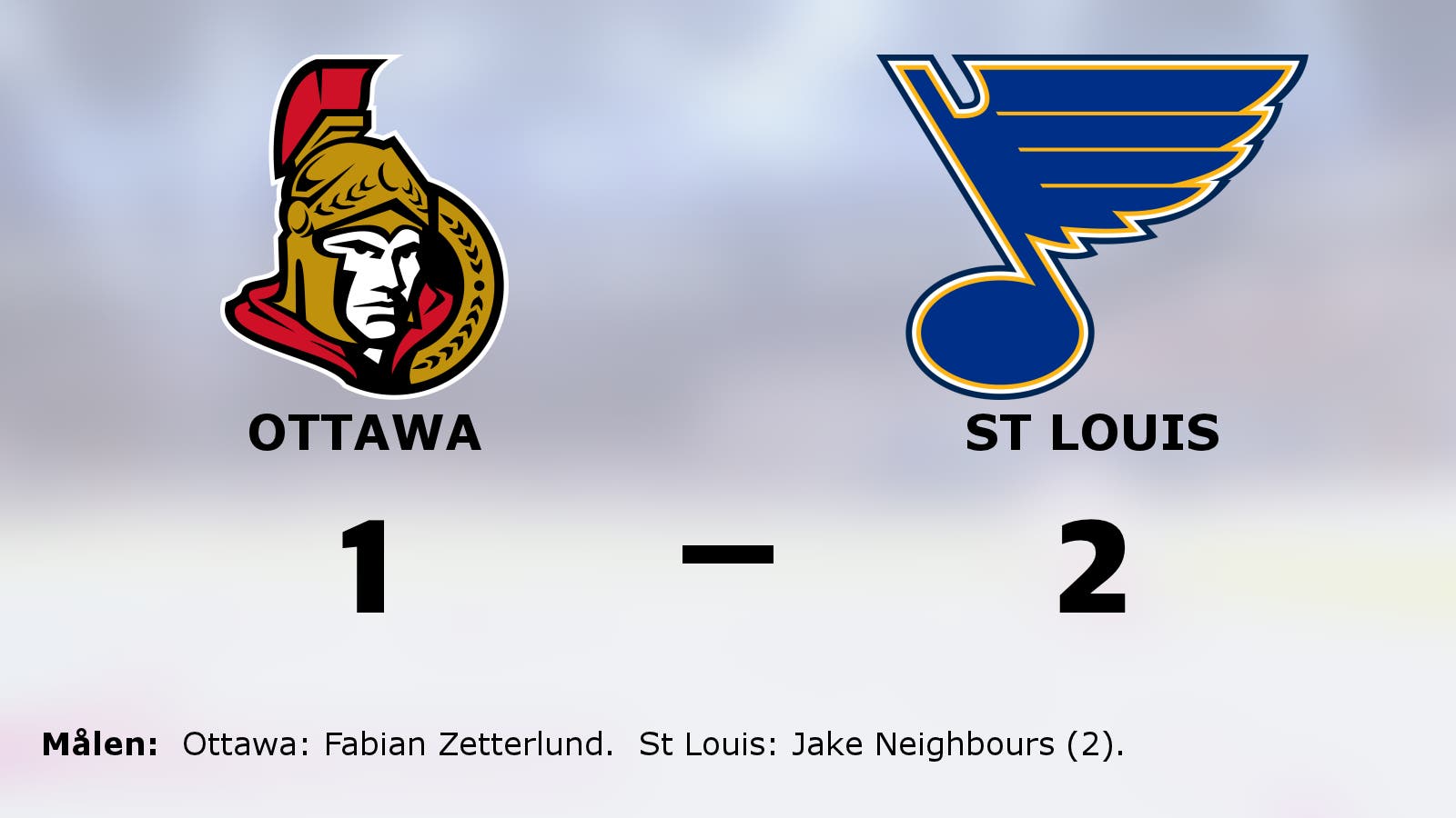 St Louis besegrade Ottawa med knapp marginal