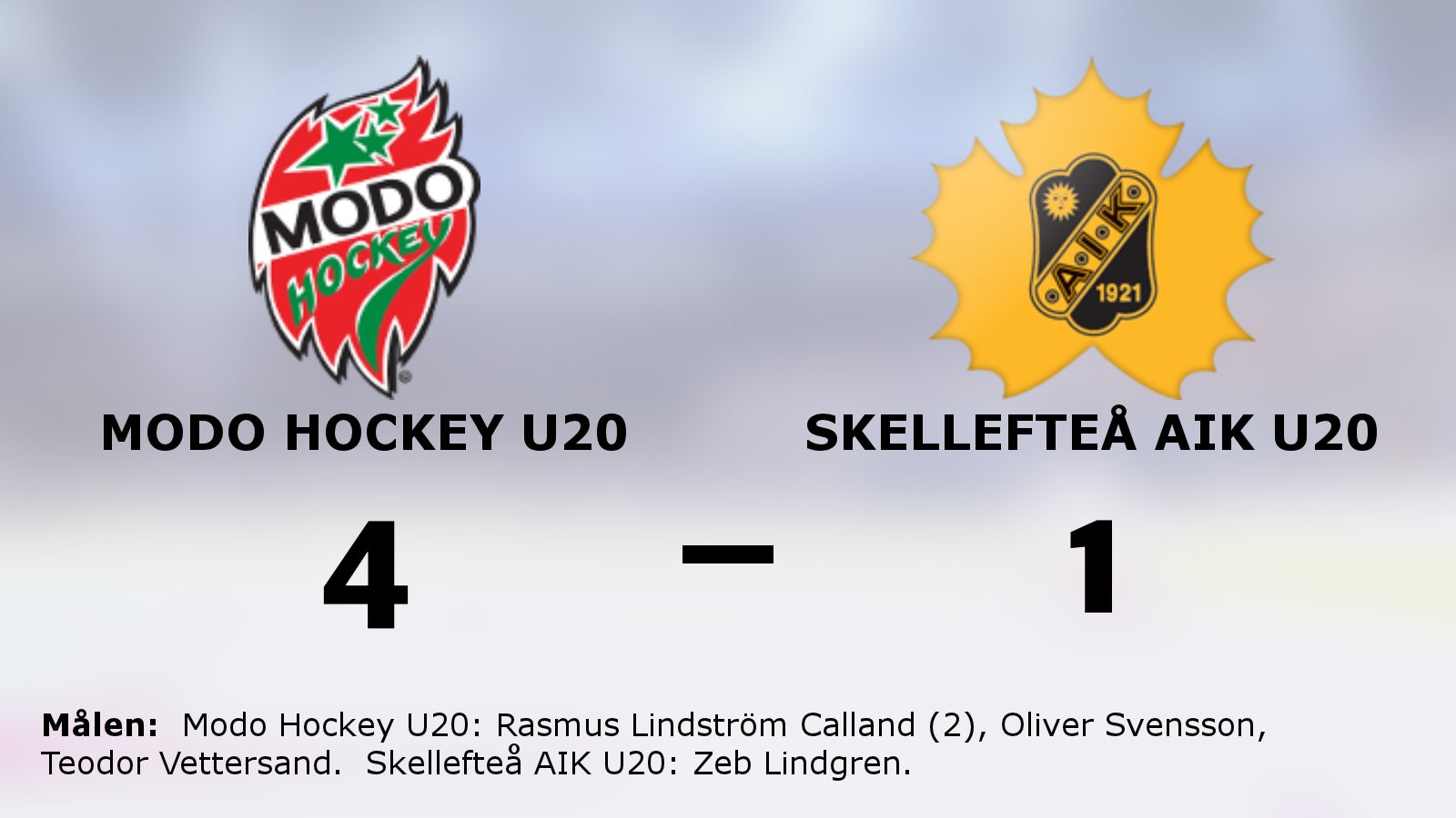 Rasmus Lindström Calland i målform när Modo Hockey U20 vann mot Skellefteå AIK U20