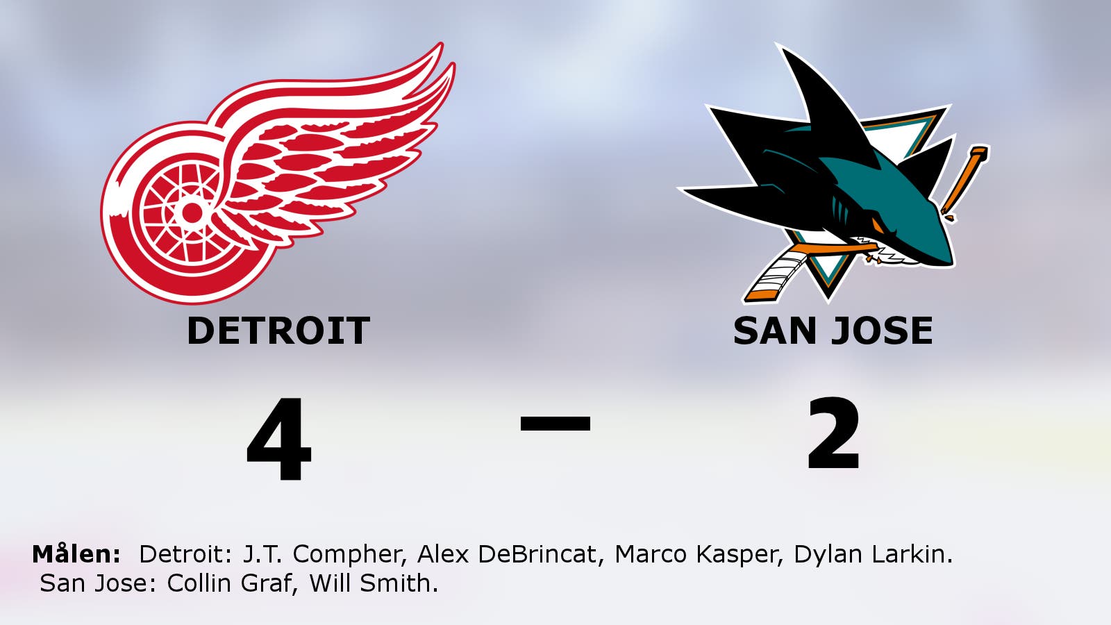 Detroit avgjorde i tredje perioden mot San Jose