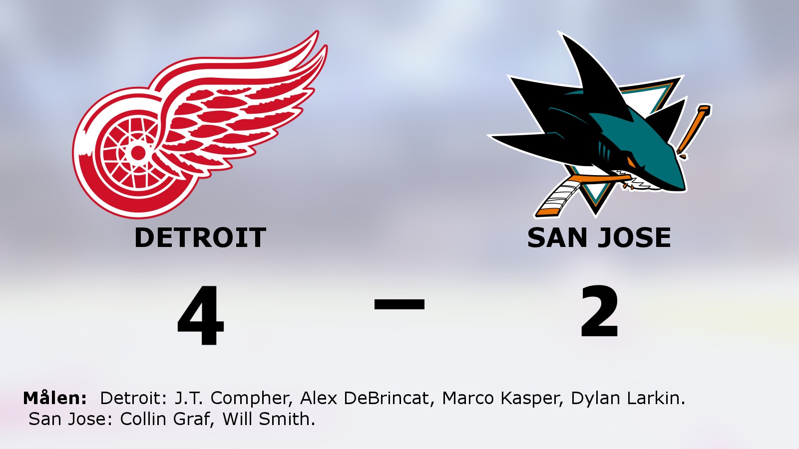 Detroit avgjorde i tredje perioden mot San Jose