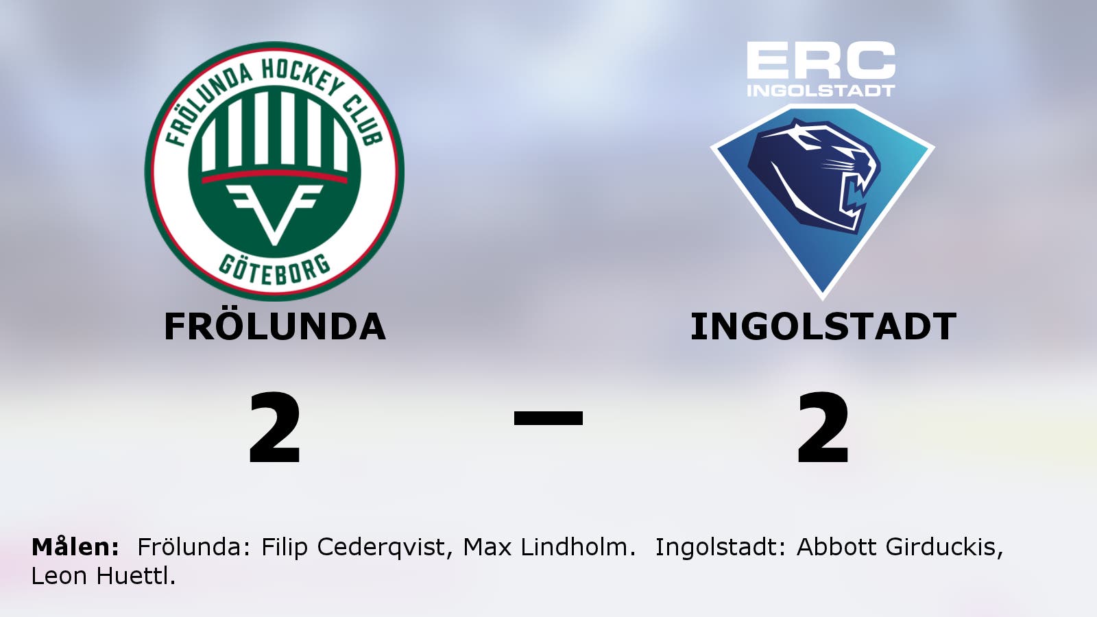 Oavgjort mellan Frölunda och Ingolstadt