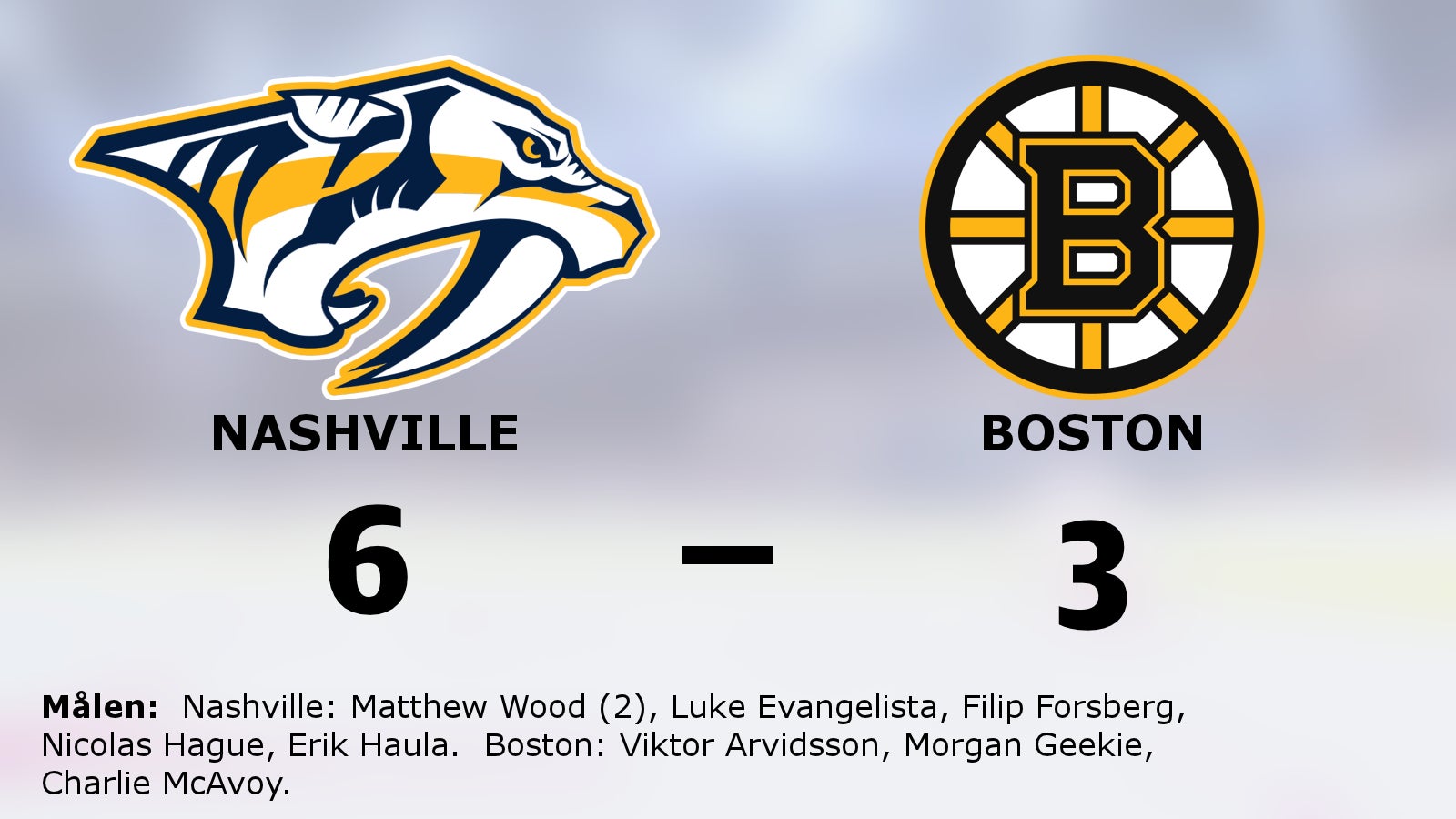 Wood bakom Nashvilles seger mot Boston
