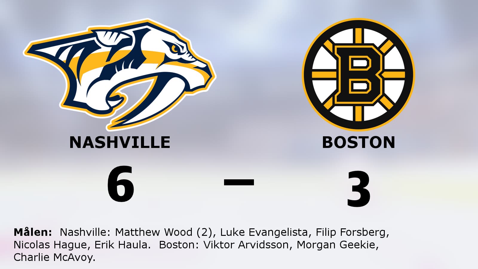 Wood bakom Nashvilles seger mot Boston