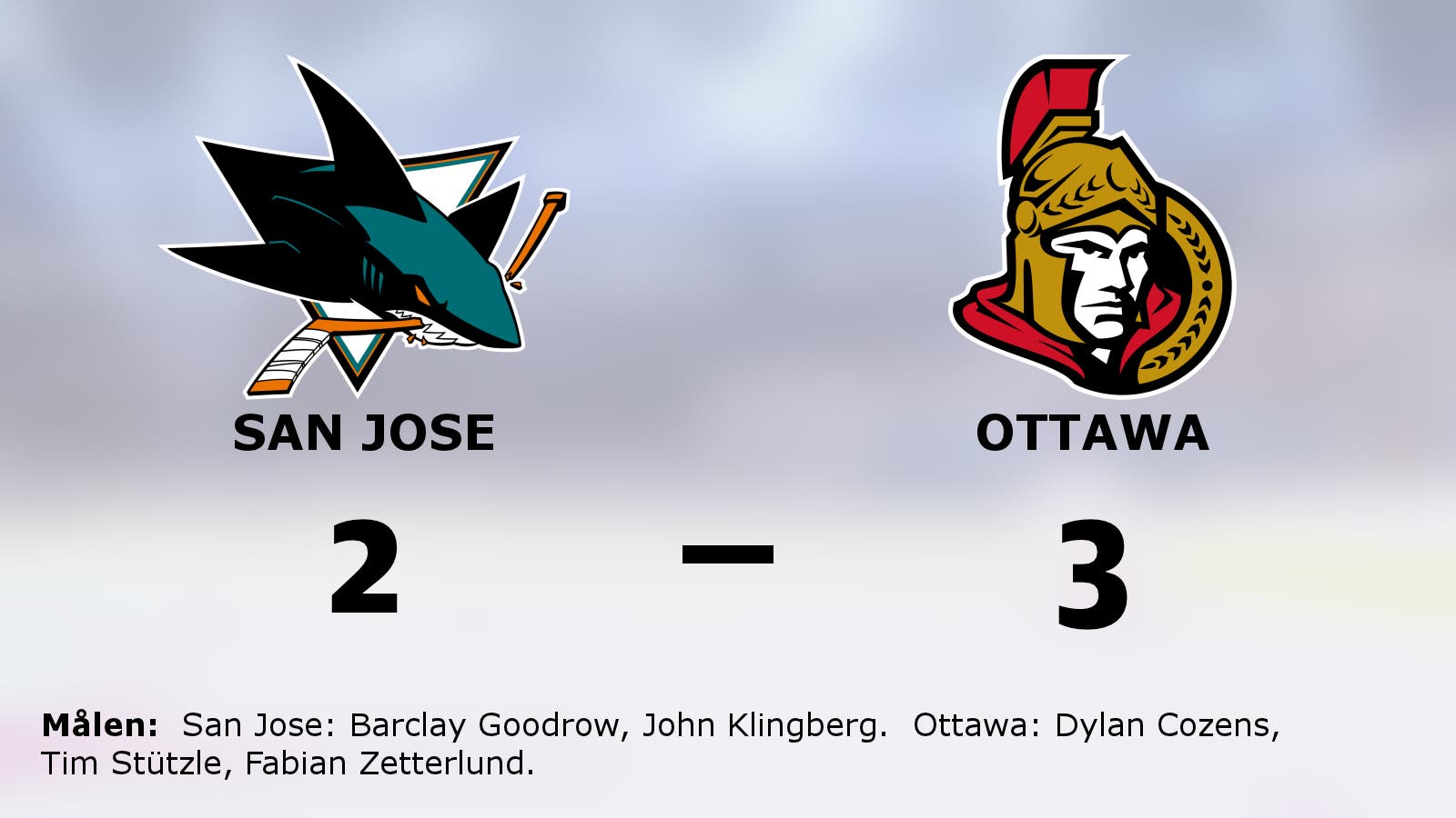 Ottawa avgjorde i sista perioden och vann mot San Jose