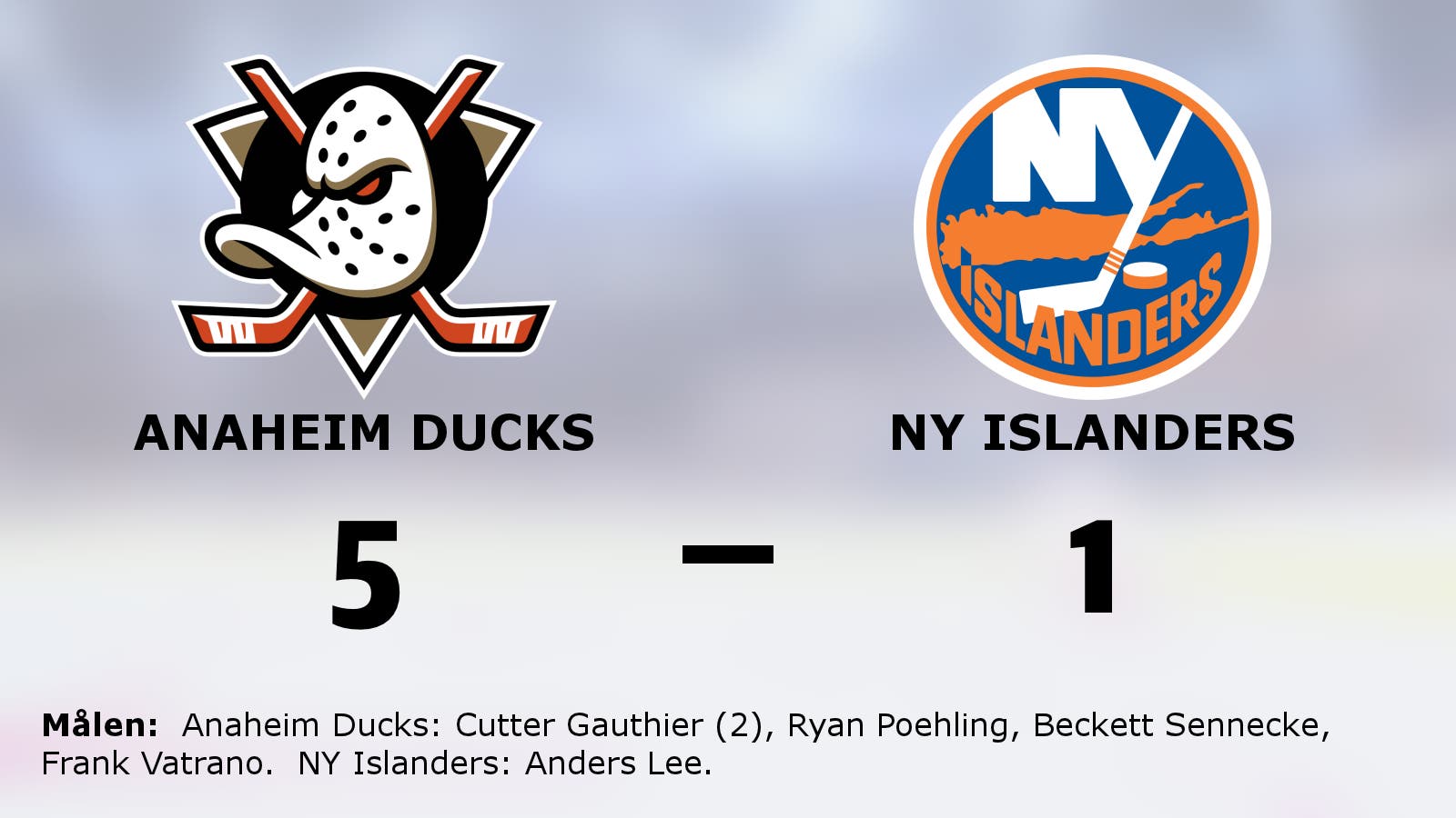 Seger för Anaheim Ducks i toppmatchen mot NY Islanders