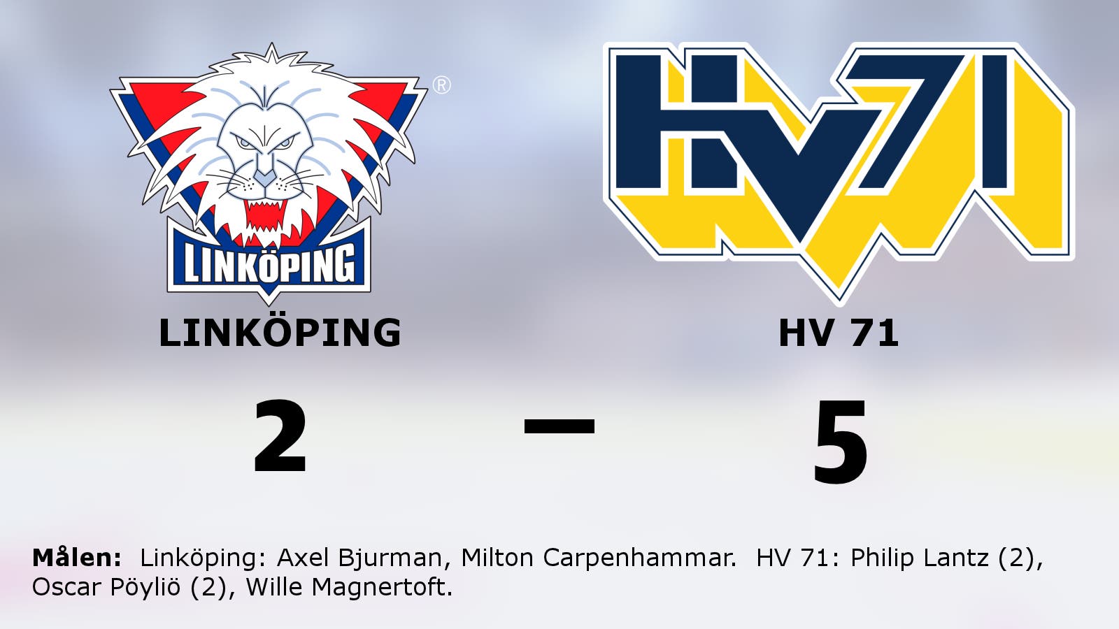 HV 71 vann på bortaplan mot Linköping