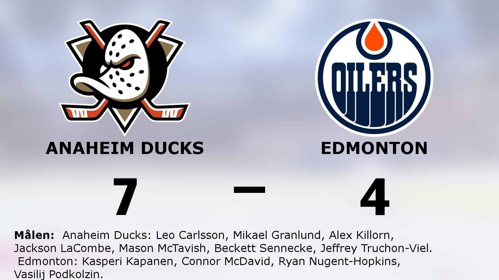 Anaheim Ducks tog ny seger i matchserien mot Edmonton