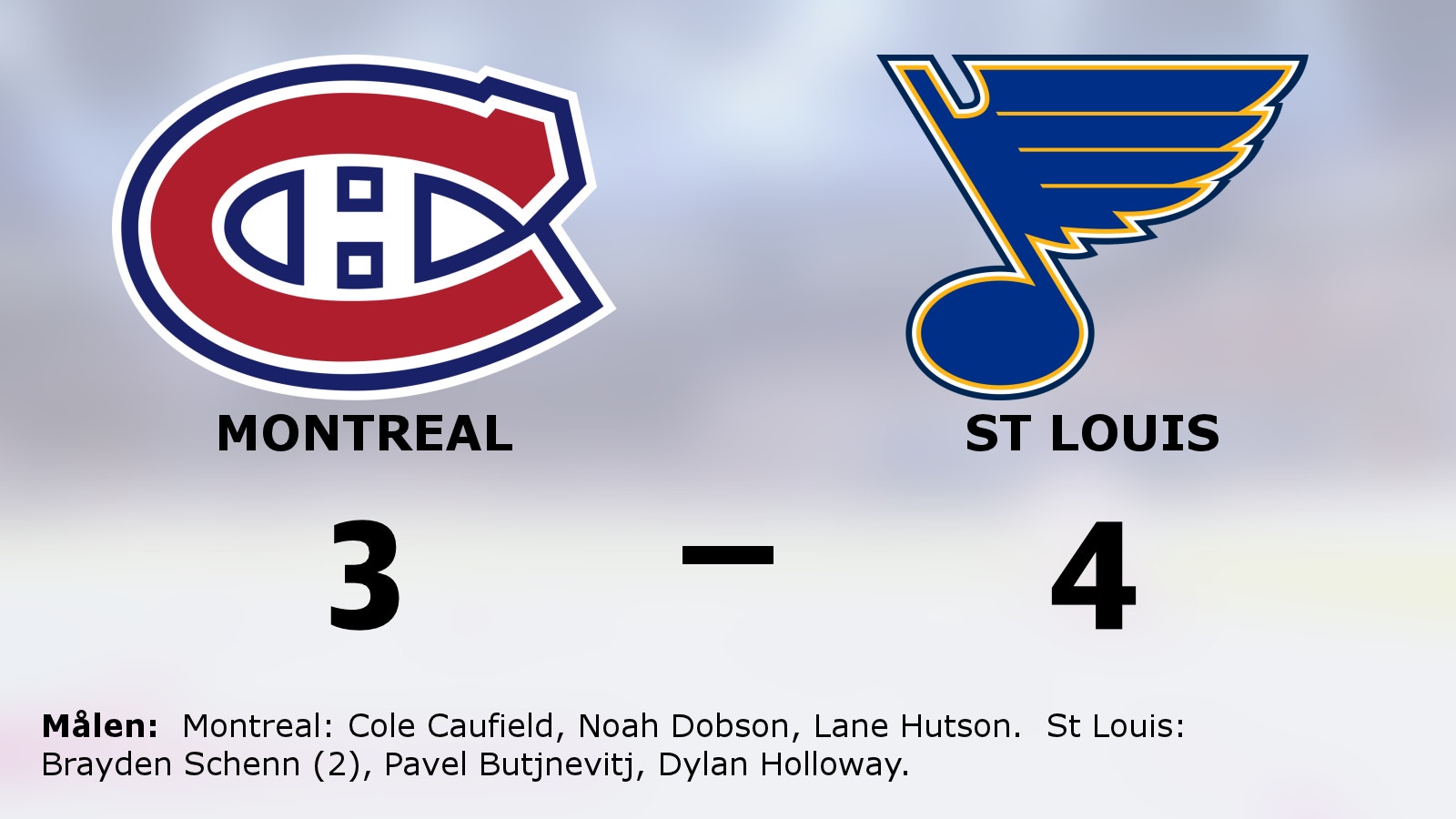 St Louis vann mot Montreal efter Brayden Schenns två mål