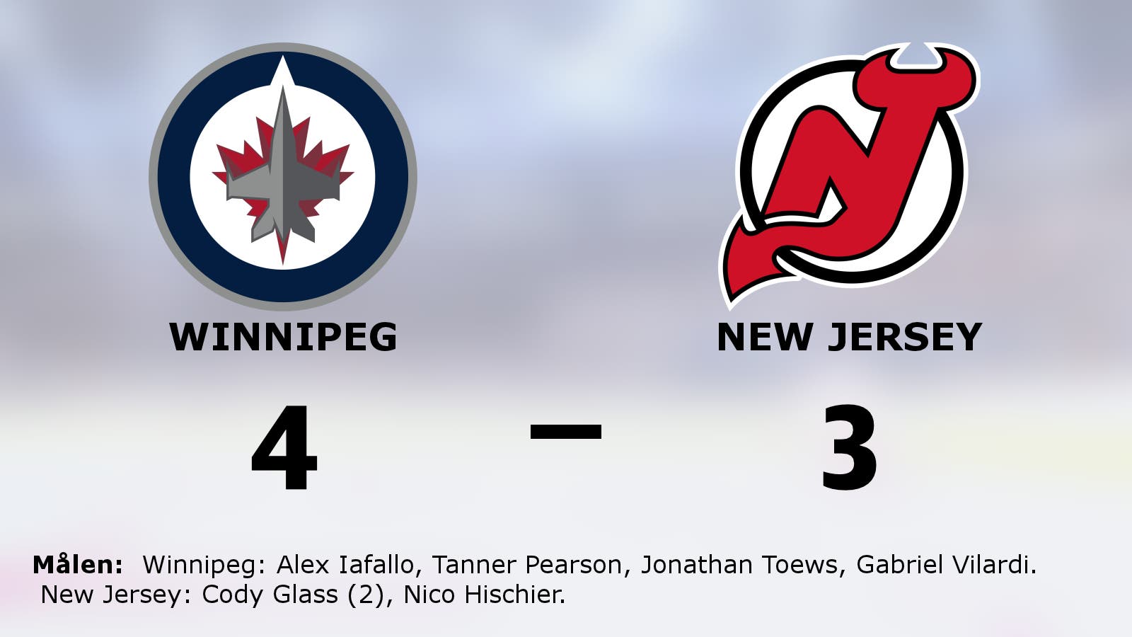 Winnipeg vann efter avgörande i tredje perioden mot gästande New Jersey