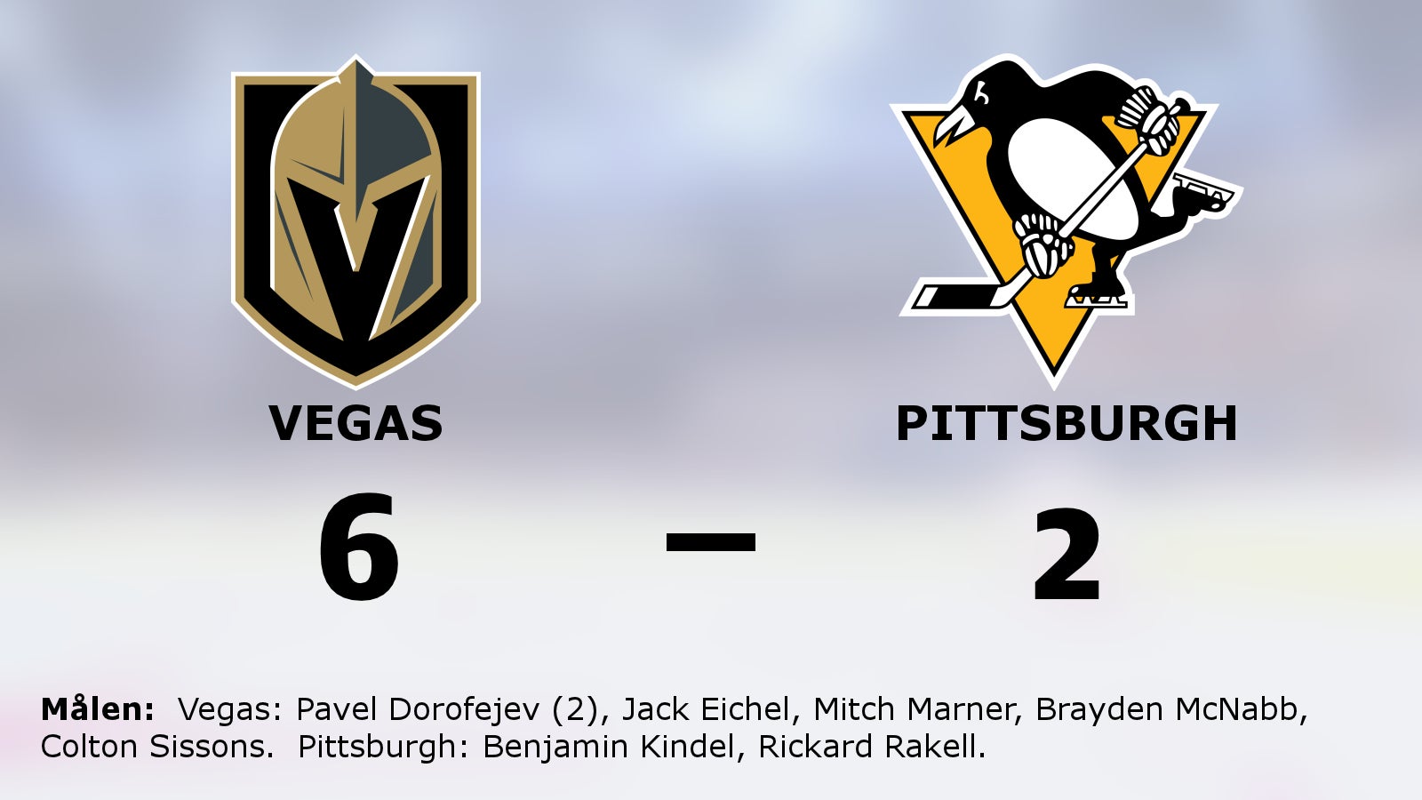 Vegas-seger i toppmötet med Pittsburgh