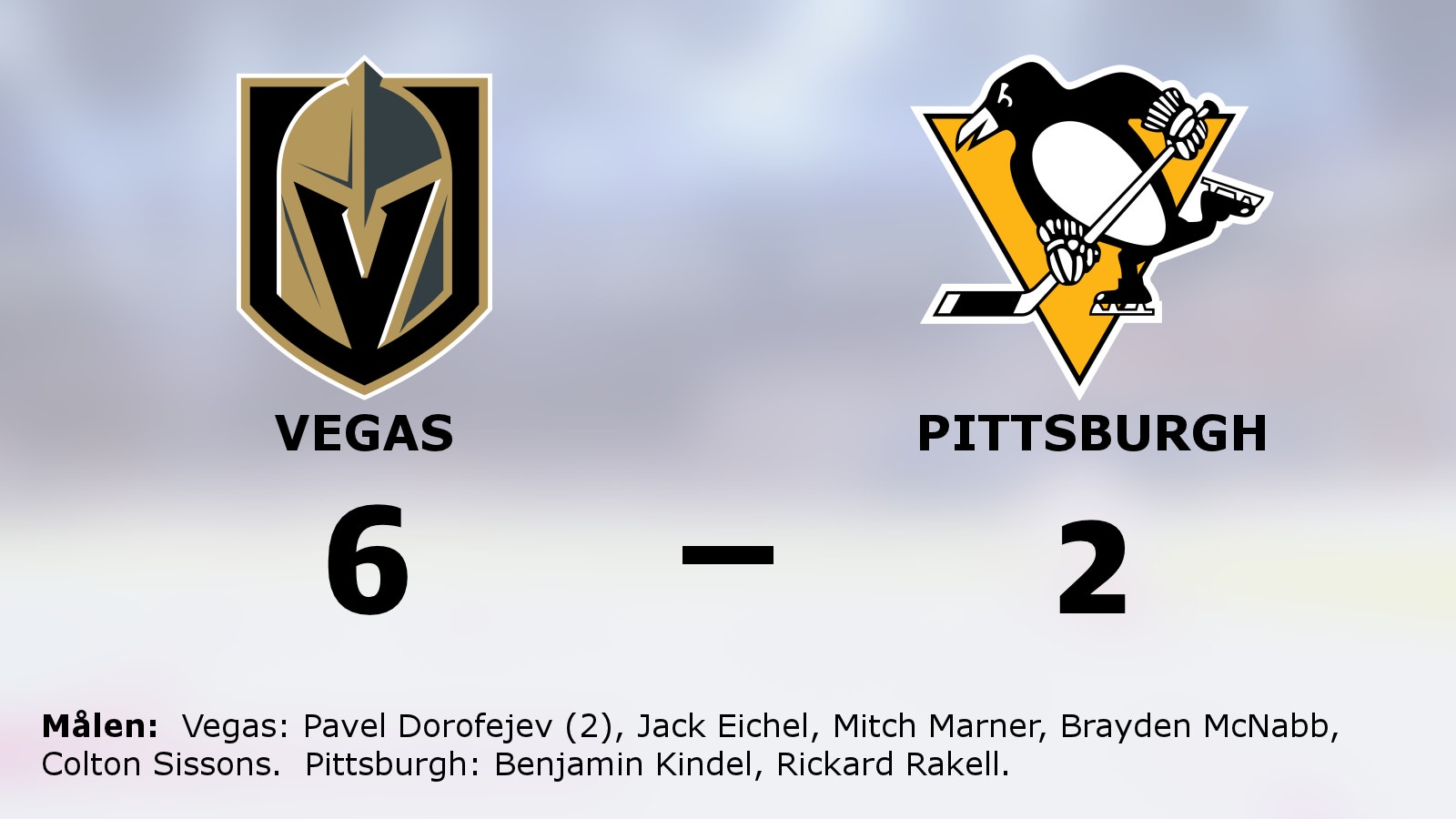 Vegas-seger i toppmötet med Pittsburgh