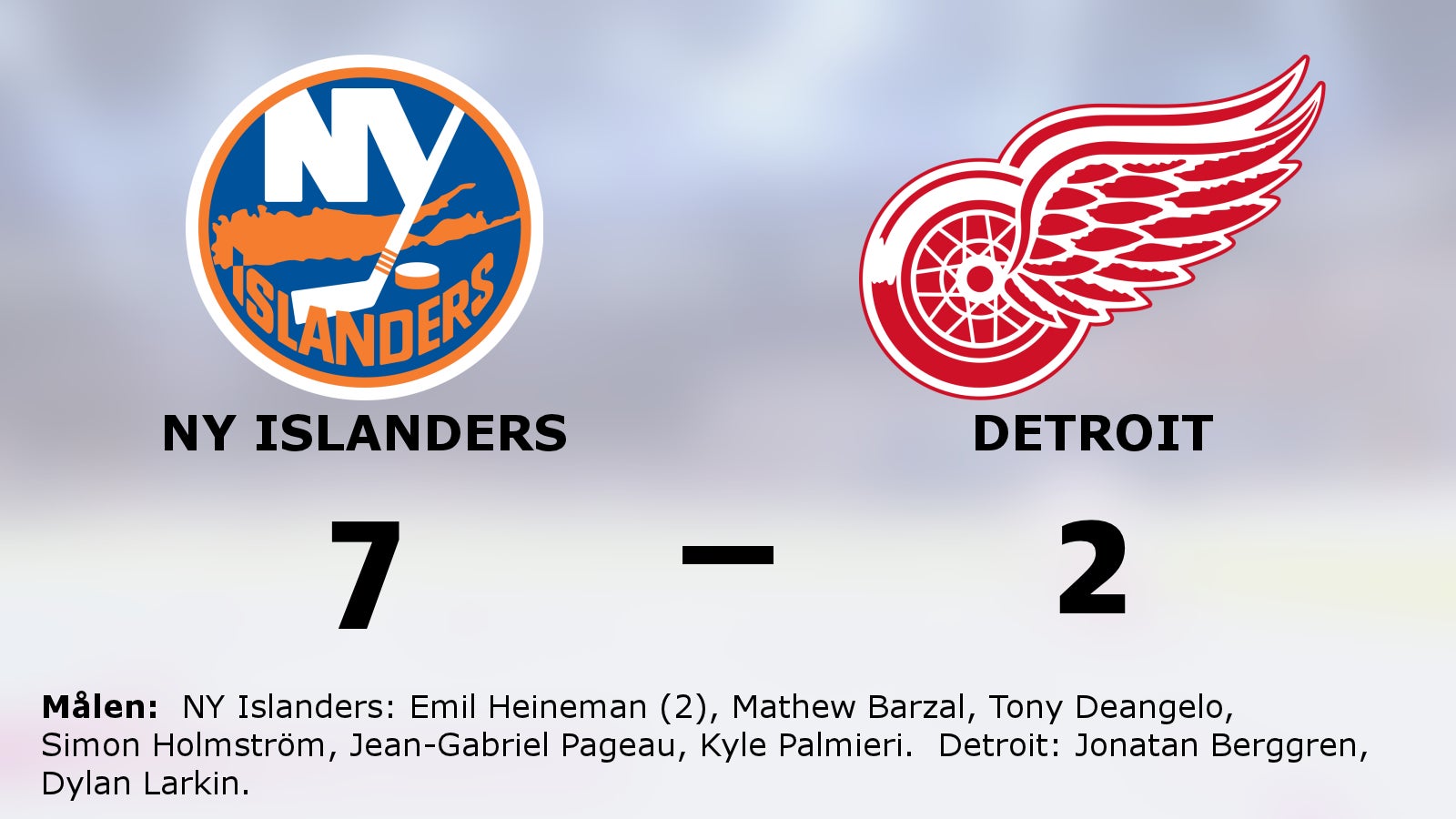 NY Islanders tog ännu en seger – 7–2 mot Detroit