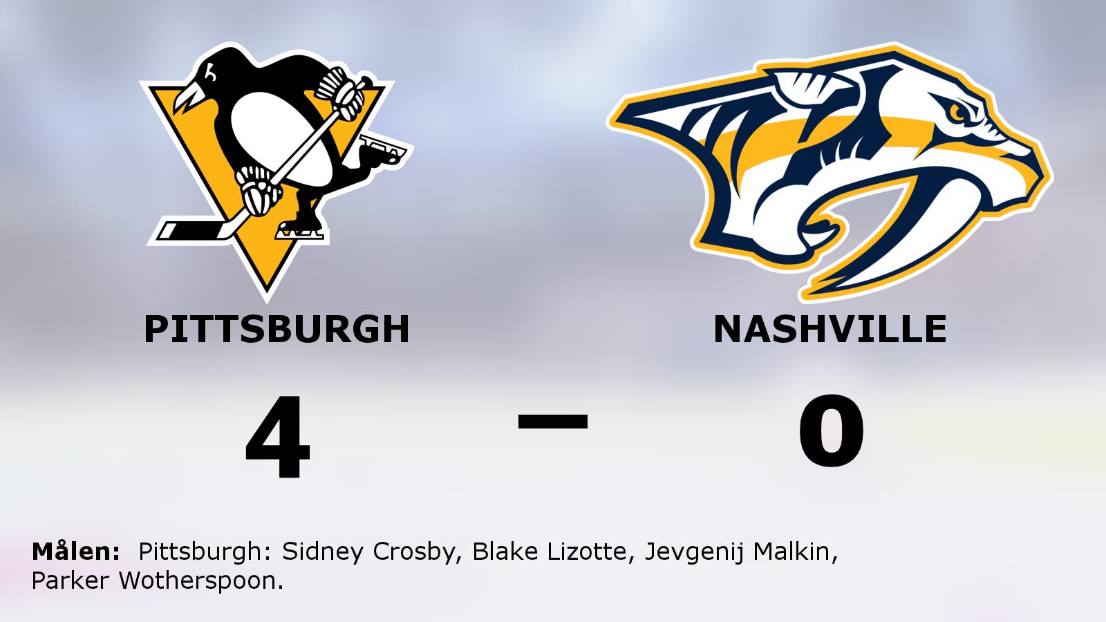 Pittsburgh tog klar seger – höll nollan mot Nashville