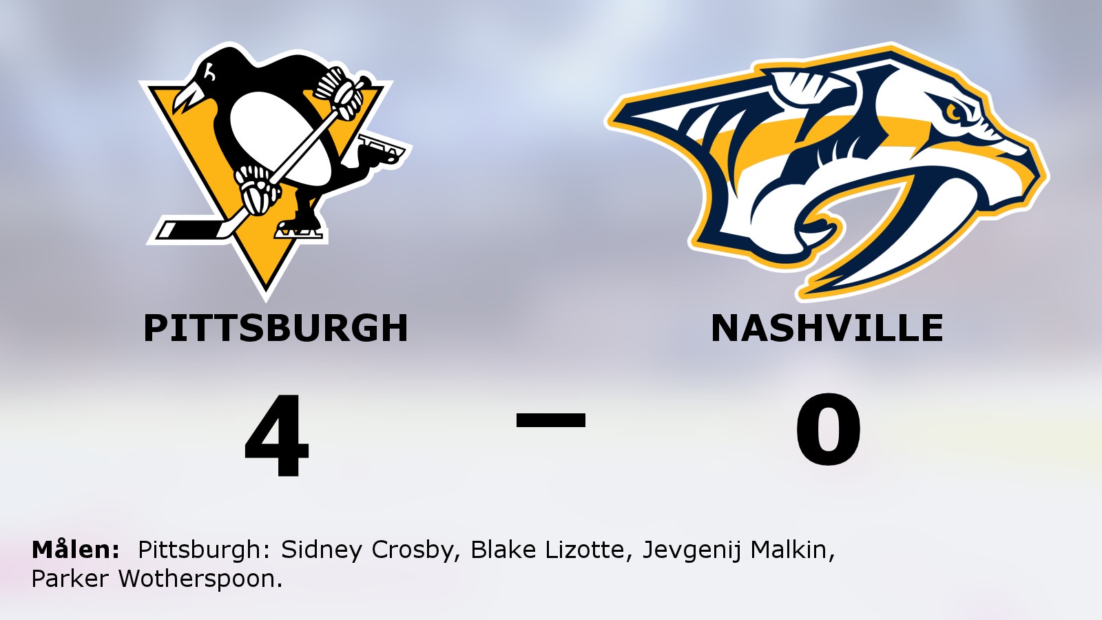 Pittsburgh tog klar seger – höll nollan mot Nashville