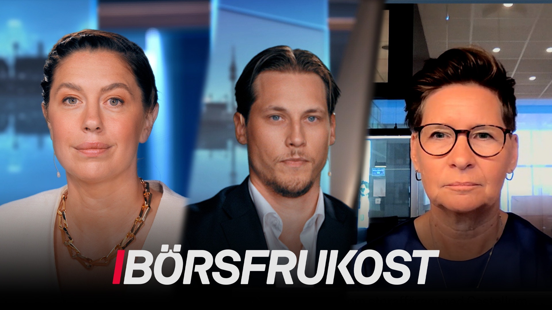 Två män i en TV-studio. Texten Börsfrukost visas längst ned på bilden.