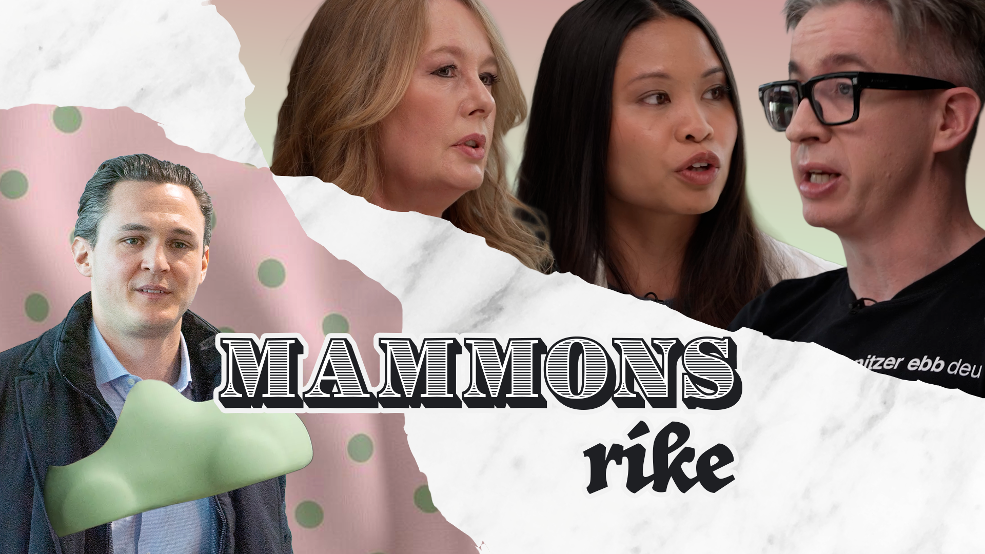 Ett montage med Mammons-panelen till höger, och Alexander Ernstberger med en Ahlgrens-bil framför sig, till vänster.