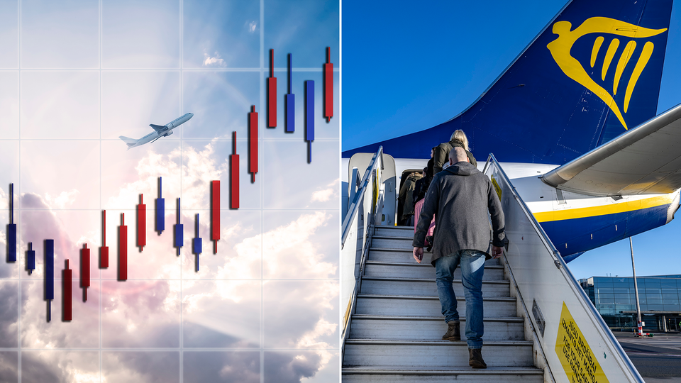 En stigande börsgraf som beskriver flygbranschens lyft under de senaste månaderna.